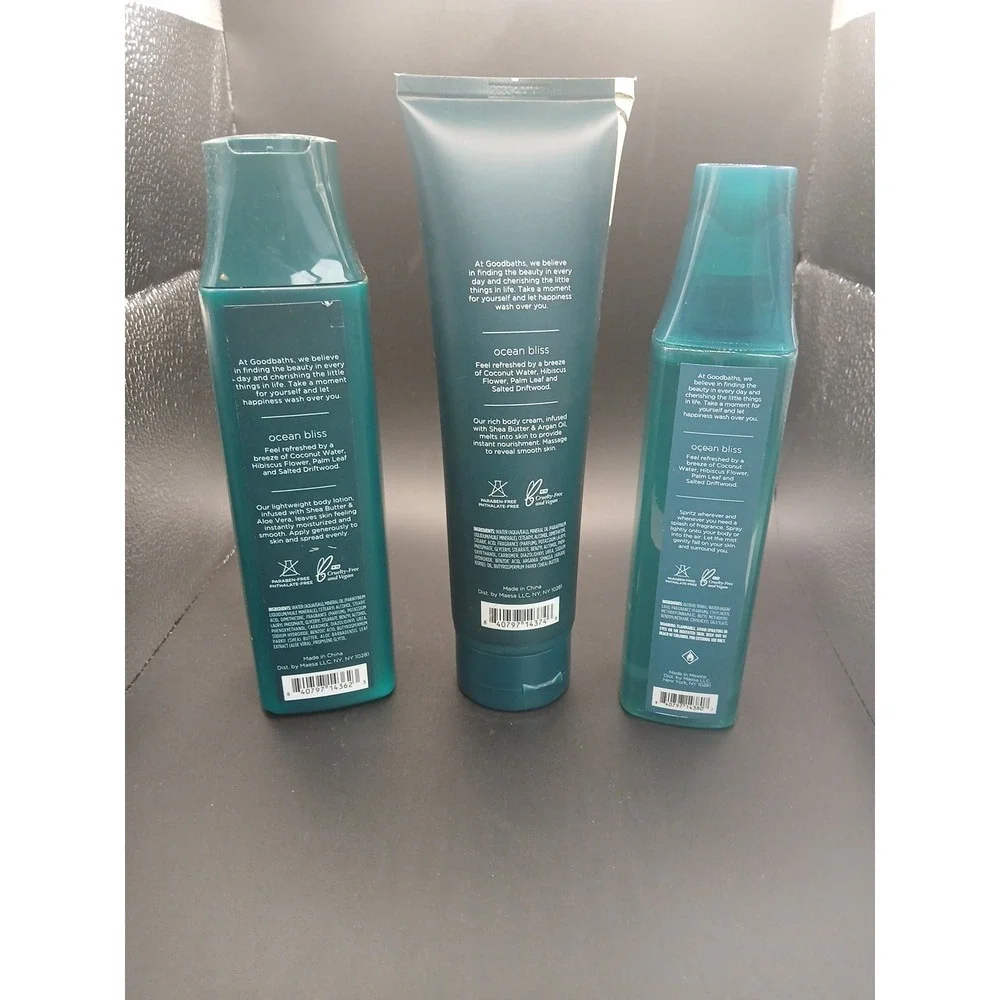 Goodbaths Ocean Bliss 3 Piece Set...Lotion, Body Cream, Fine Fragrance Mist. New